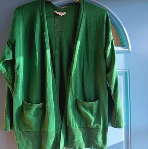Green Open-Front Women's Sweater Cardigan
